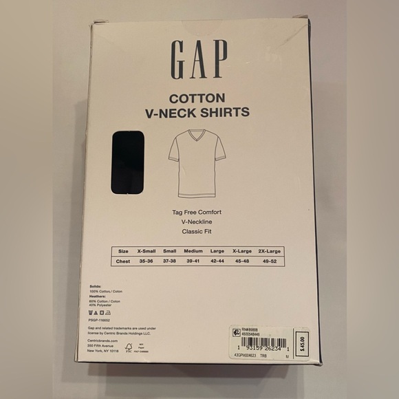 Gap Men’s 3 Pack Cotton V-Neck Undershirts Tee T-Shirt Tagless Black - Picture 3 of 5